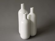 White triple ceramic vase